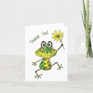 Cute Whimsical Happy Frog Thank You Card