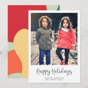 Cute Whimsical Happy Holidays Photo Holiday Card