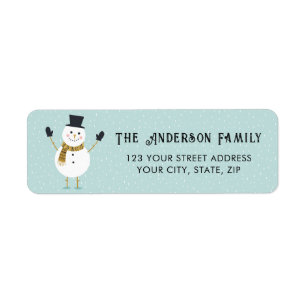 Cute Whimsical Happy Smiling Snowman Address Label