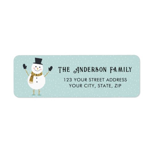 Cute Whimsical Happy Smiling Snowman Address Label
