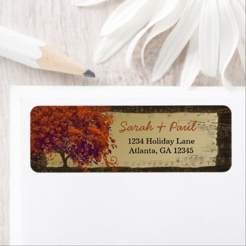 Cute Whimsical Heart Leafed Dark Coral Tree Label