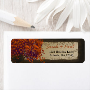 Cute Whimsical Heart Leafed Dark Coral Tree Label