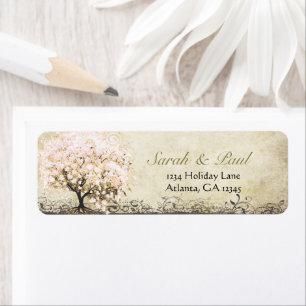 Cute Whimsical Heart Leafed Tree Light Pink Dots Label