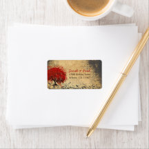 Cute Whimsical Heart LeafTree Red Pink RSVP