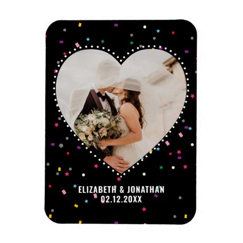 Cute Whimsical Heart Photo Wedding Save The Date Magnet