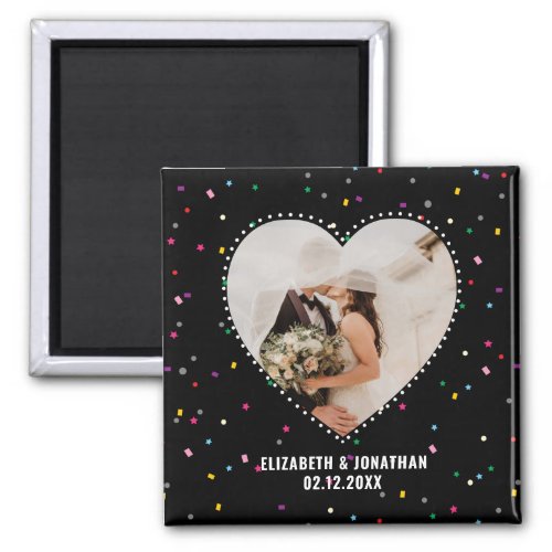 Cute Whimsical Heart Photo Wedding Save The Date Magnet