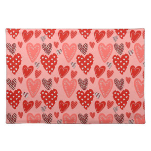 Cute Whimsical Hearts  Cloth Placemat