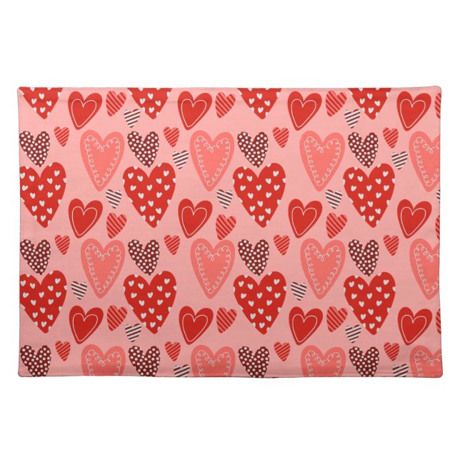 Cute Whimsical Hearts  Cloth Placemat (Front)