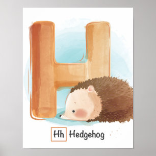 Cute Whimsical Hedgehog Alphabet Poster