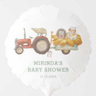 Cute Whimsical Hedgehog Farm Tractor Baby Shower  Balloon