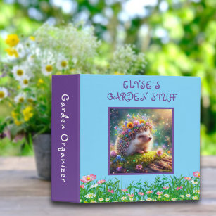 Cute Whimsical Hedgehog Garden Organizer 3 Ring Binder