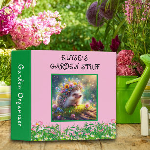 Cute Whimsical Hedgehog Garden Organizer 3 Ring Binder