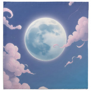 Cute whimsical illustration of moon in night sky cloth napkin
