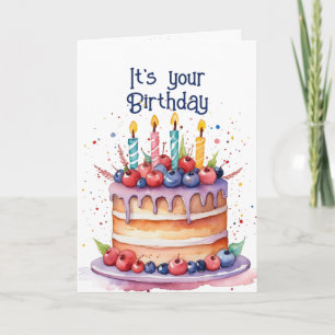 Cute Whimsical Inspirational Birthday Eat the Cake Holiday Card