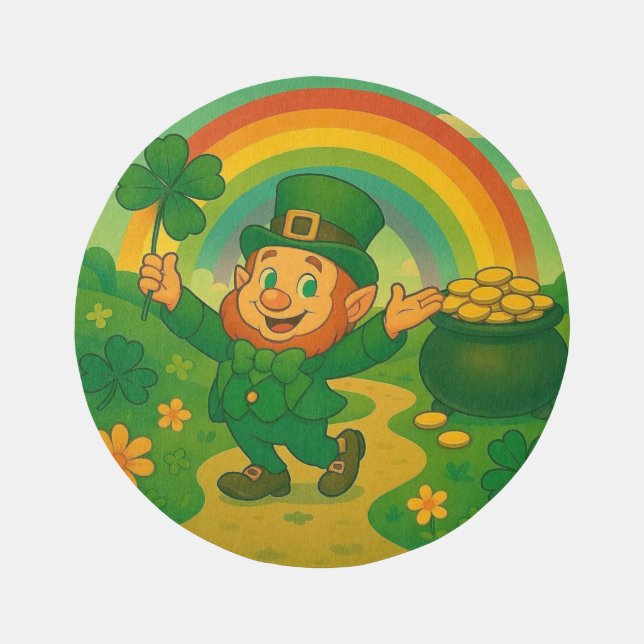 Cute, whimsical leprechaun Saint Patrick's Day   Outdoor Rug (Front)