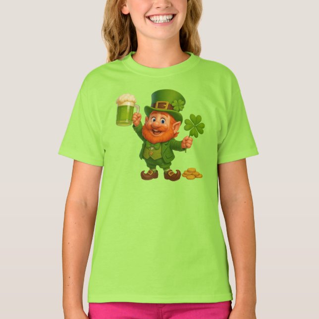 Cute/whimsical leprechaun Saint Patrick's Day  T-Shirt (Front)