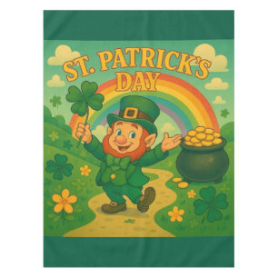 Cute, whimsical leprechaun Saint Patrick's Day   Tablecloth