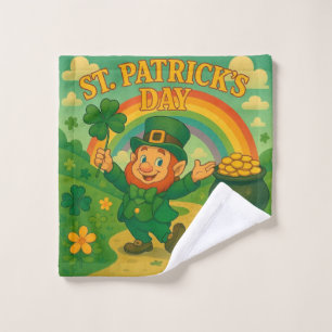 Cute, whimsical leprechaun Saint Patrick's Day Wash Cloth