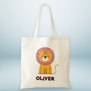 Cute Whimsical Lion Personalized Tote Bag