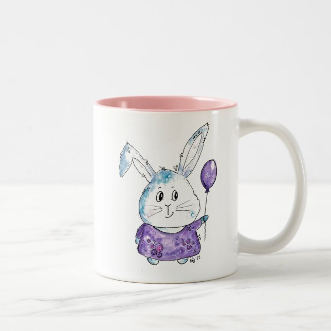 Cute Whimsical Little Bunny Two-Tone Coffee Mug (Right)