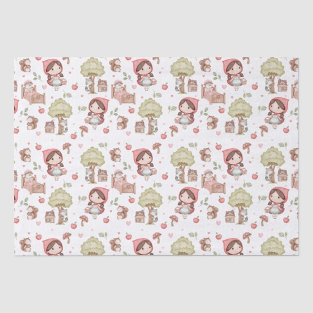 Cute Whimsical Little Red Riding Hood Storybook Tissue Paper (Front)