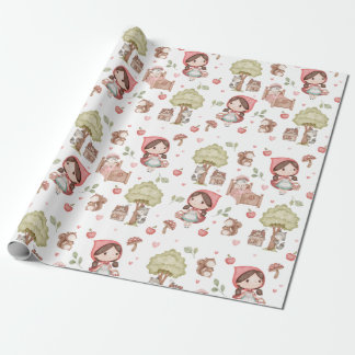 Cute Whimsical Little Red Riding Hood Storybook Wrapping Paper