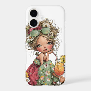 CUTE WHIMSICAL LITTLE SUMMER THEMED GIRL iPhone 17 CASE