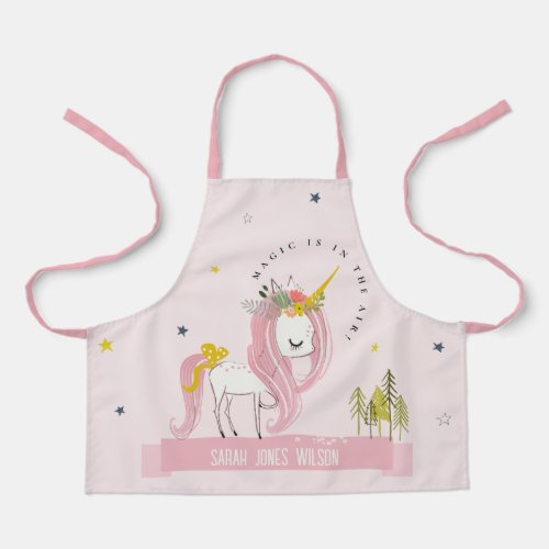 Cute Whimsical Magical Unicorn Pink Princess Kids Apron