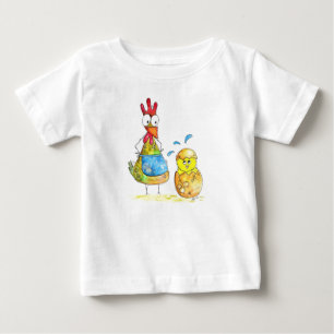 Cute Whimsical Mama Chicken with Baby Baby T-Shirt
