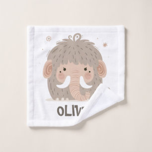 Cute Whimsical Mammoth Personalized Wash Cloth