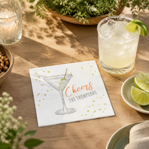 Cute Whimsical Martini Cocktail Simple Party Napkins