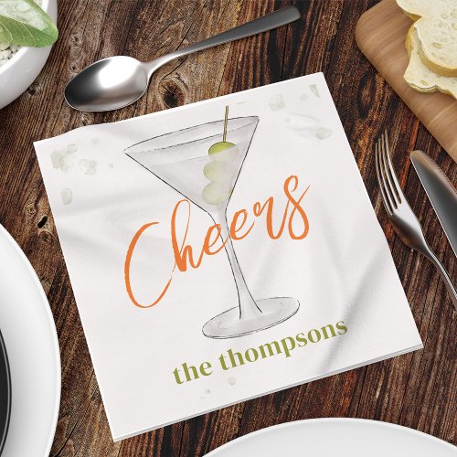 Cute Whimsical Martini Cocktail Simple Party Napkins