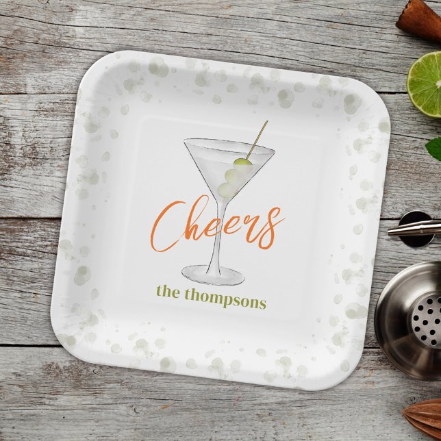 Cute Whimsical Martini Cocktail Simple Party Paper Plates (Creator Uploaded)