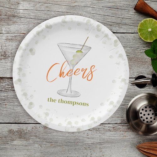 Cute Whimsical Martini Cocktail Simple Party Paper Plates