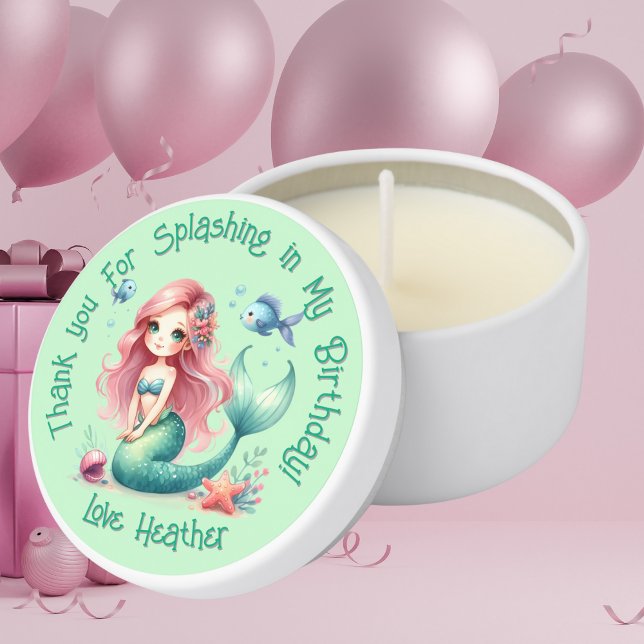 Cute Whimsical  Mermaid  Under the Sea Birthday Mini Candle Favors (Creator Uploaded)