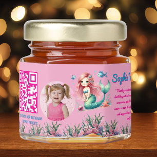 Cute Whimsical Mermaid Under the Sea Qr Code Honey Jar Favors