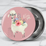 Cute Whimsical Modern Floral Llama I Love You Button<br><div class="desc">This modern design features a cute whimsical floral llama with "I Love You" in modern handwritten script on a dusty pink background. #love #iloveyou #llama #animal #whimsical #chic #stylish #style #elegant #floral #botanical #animal #pink #buttons #accessories #stockingstuffers #girly #cool #fun #feminine #trendy</div>
