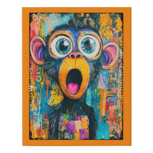 Cute Whimsical Monkey Faux Canvas Print