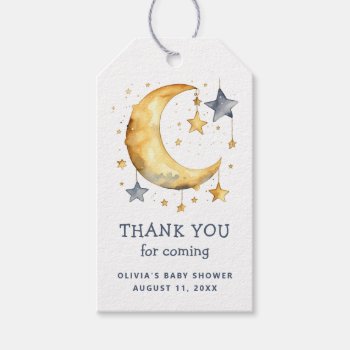 Cute Whimsical Moon & Stars Baby Shower Thank You Gift Tags by RemioniArt at Zazzle