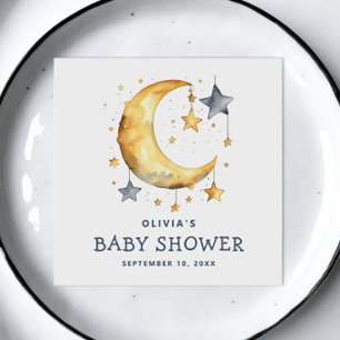 Cute whimsical moon & stars celestial baby shower napkins