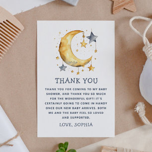 Cute whimsical moon & stars celestial baby shower thank you card