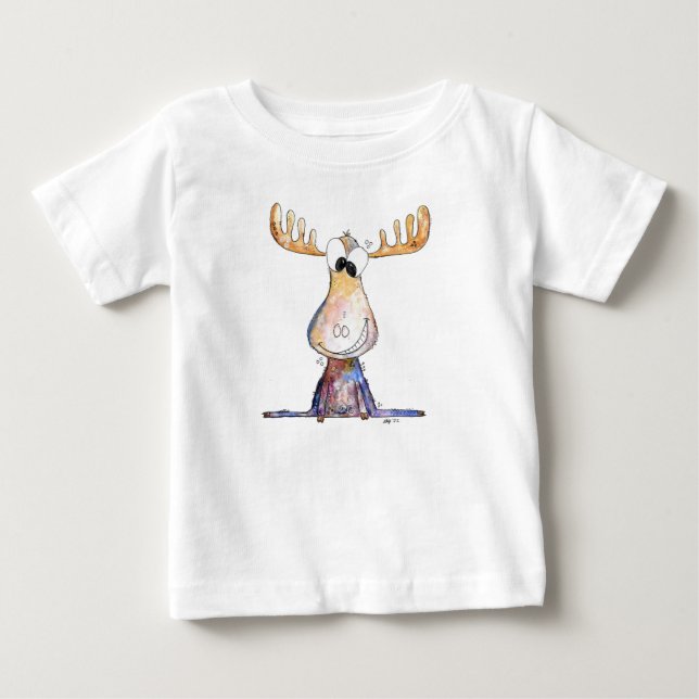 Cute Whimsical Moose Baby T-Shirt (Front)