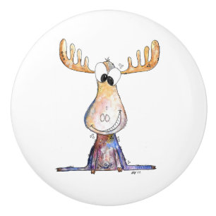 Cute Whimsical Moose Ceramic Knob
