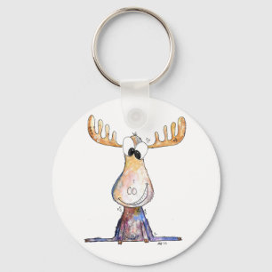 Cute Whimsical Moose Keychain