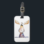 Cute Whimsical Moose Luggage Tag<br><div class="desc">This is an original mixed media painting of a whimsical moose.</div>