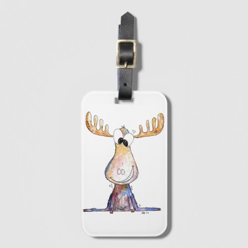 Cute Whimsical Moose Luggage Tag