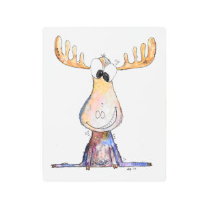 Cute Whimsical Moose Metal Print