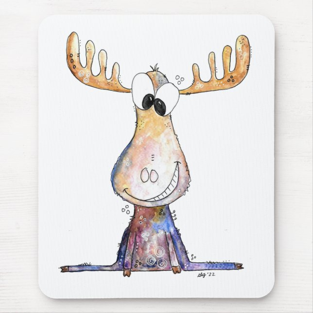 Cute Whimsical Moose Mouse Pad (Front)