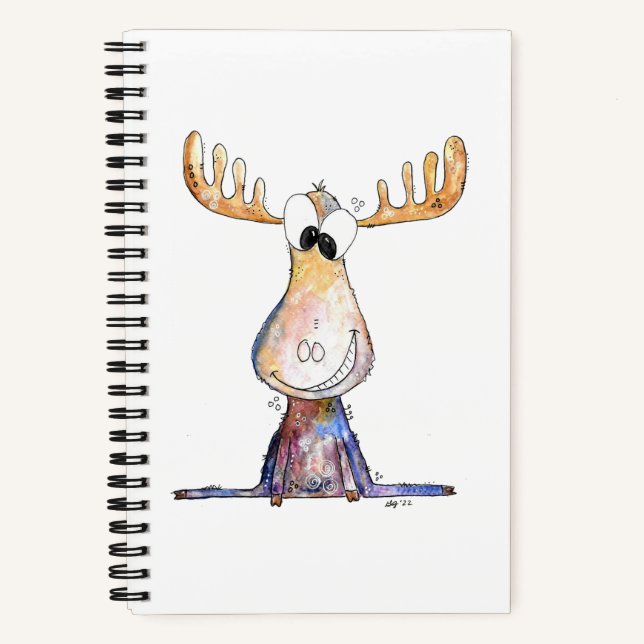 Cute Whimsical Moose Notebook (Front)