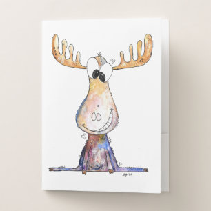 Cute Whimsical Moose Pocket Folder